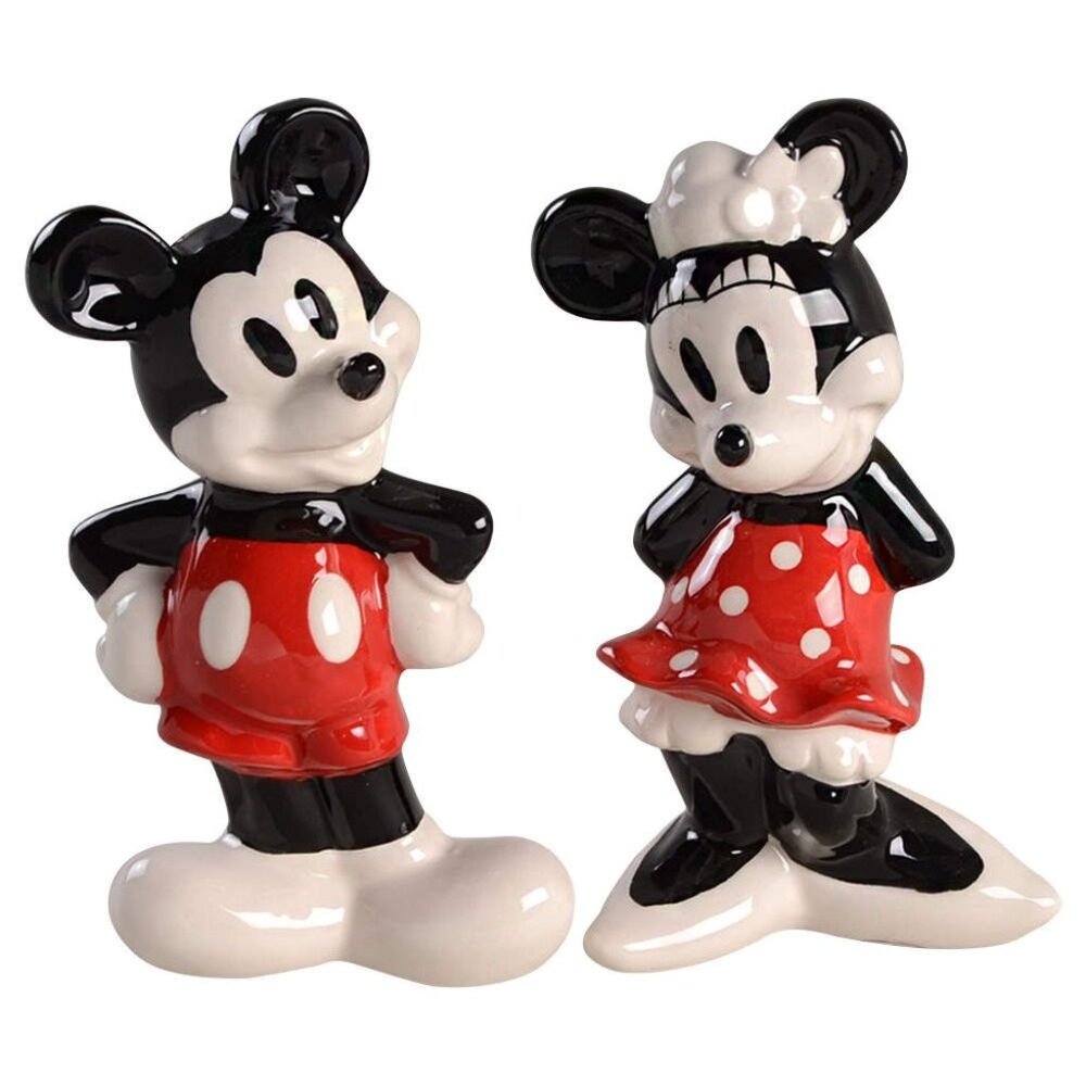Disney Mickey Minnie Salt Pepper Shakers Then And Now Collection 6" Kitchen Set